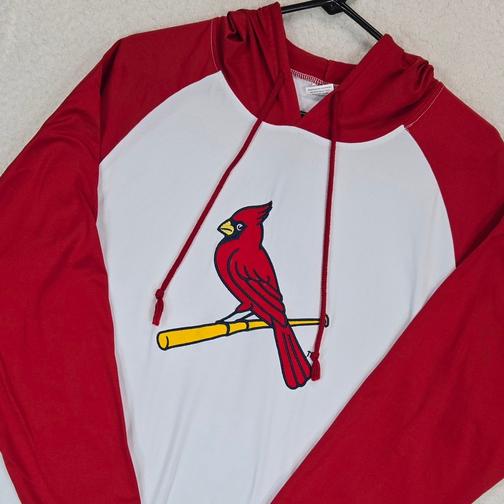 MLB St Louis Cardinals Hoodie Mens XL White Red Raglan Bird Bat Phillips 66 Top